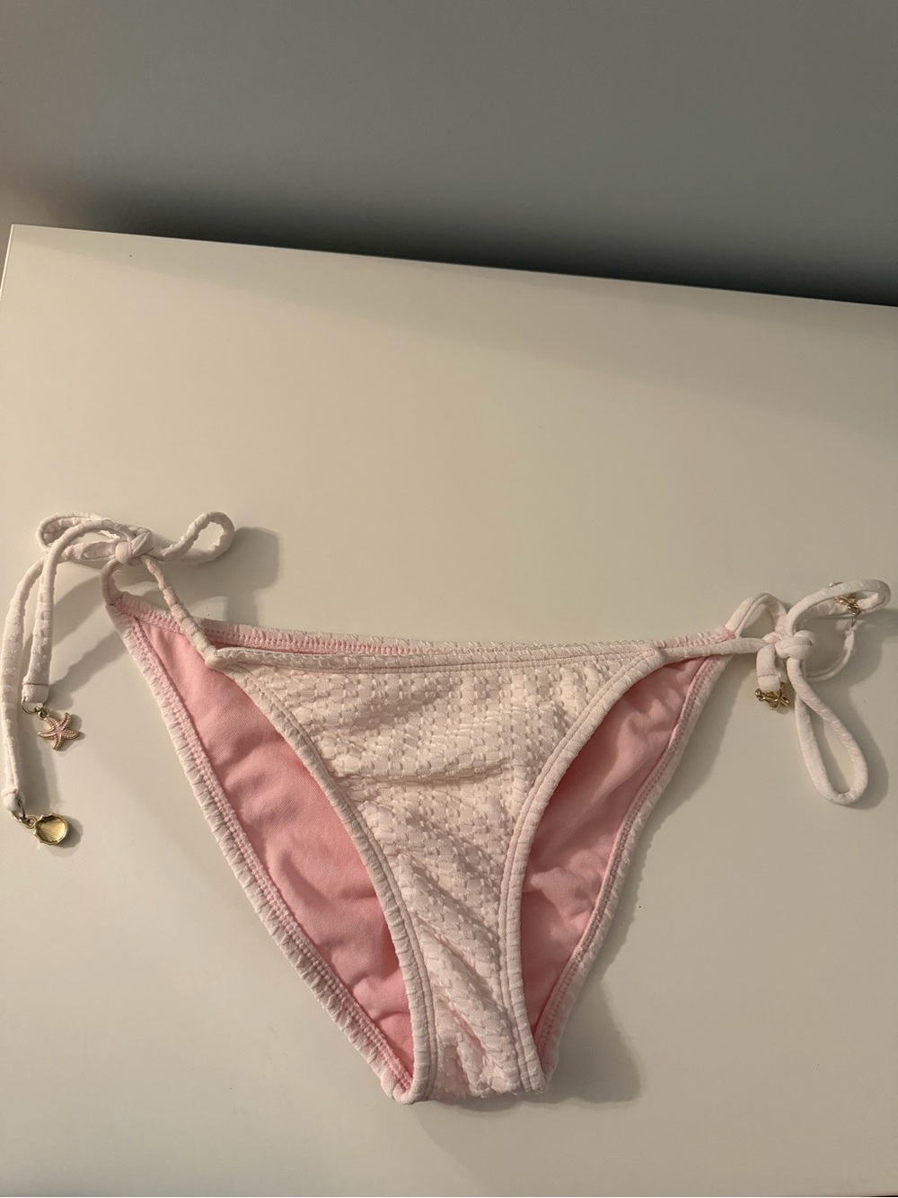 Target Pink and White Textured Tie-Side Bikini Bottoms